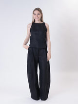 Black 100% linen palazzo trousers