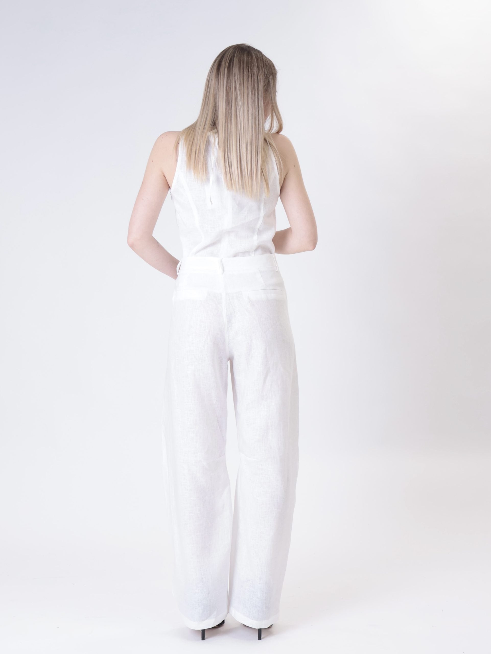 100% natural linen barrel trousers