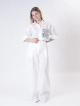 100% natural linen palazzo trousers