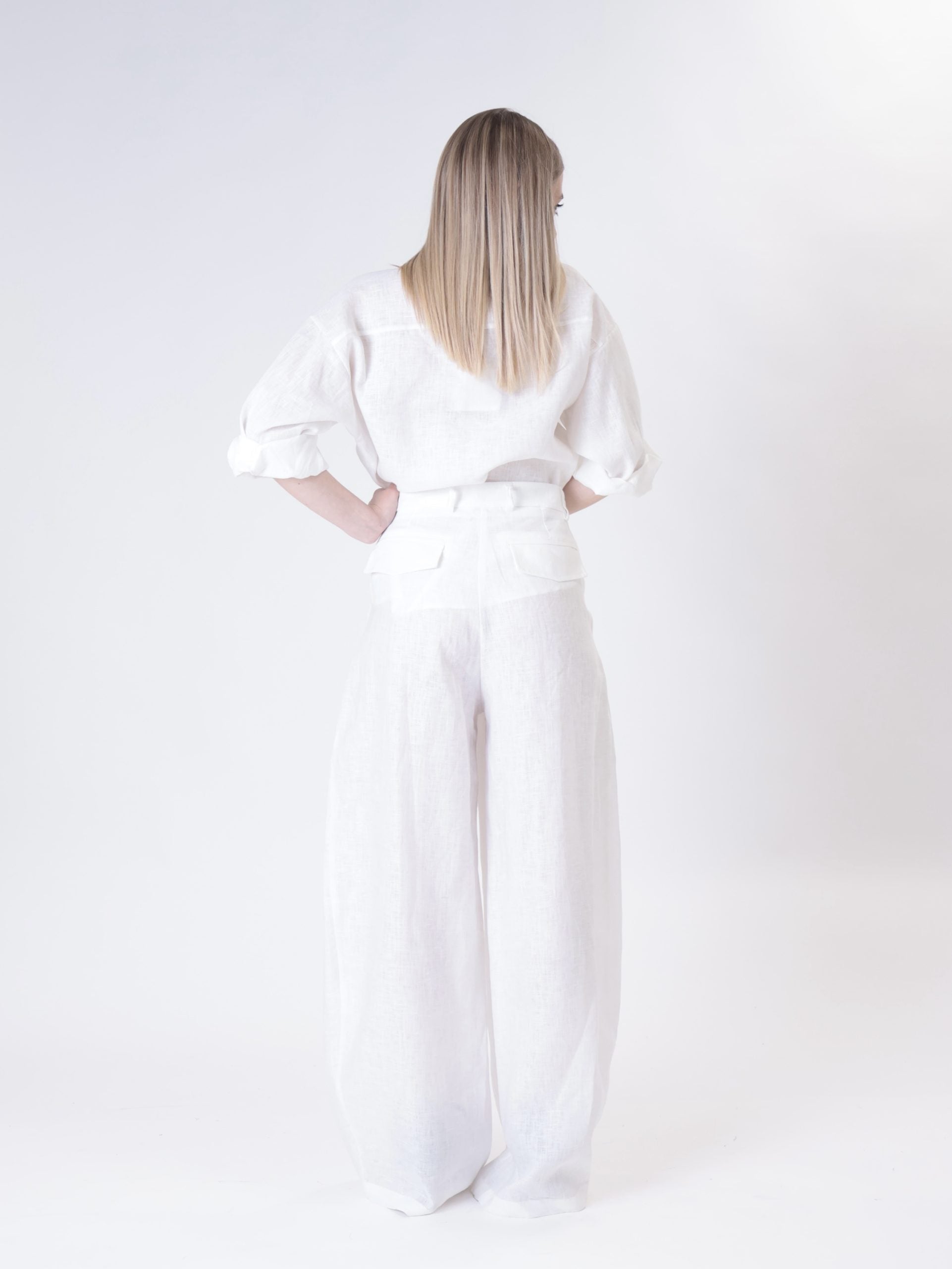 Camicia tasca paillettes 100% lino naturale