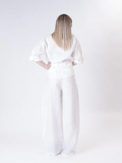 100% natural linen palazzo trousers