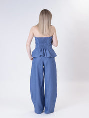 Premium 100% indigo linen top