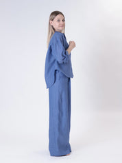 Indigo 100% linen palazzo trousers