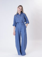 Indigo 100% linen palazzo trousers