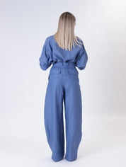 Indigo 100% linen palazzo trousers