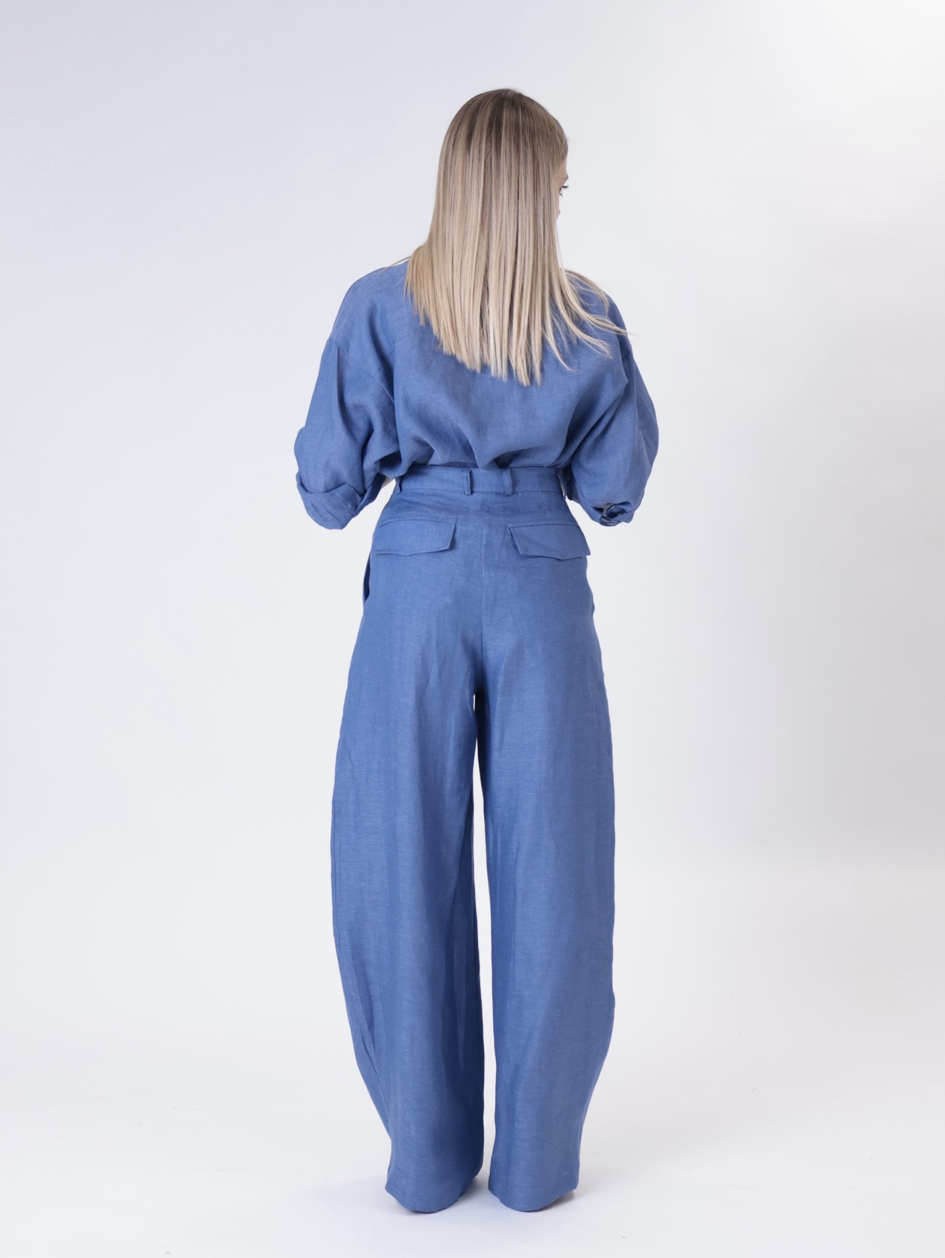 Indigo 100% linen palazzo trousers
