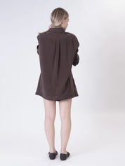 Camicia cupro manica 3/4 moro