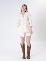 Buttermilk 3/4 sleeve cupro shirt