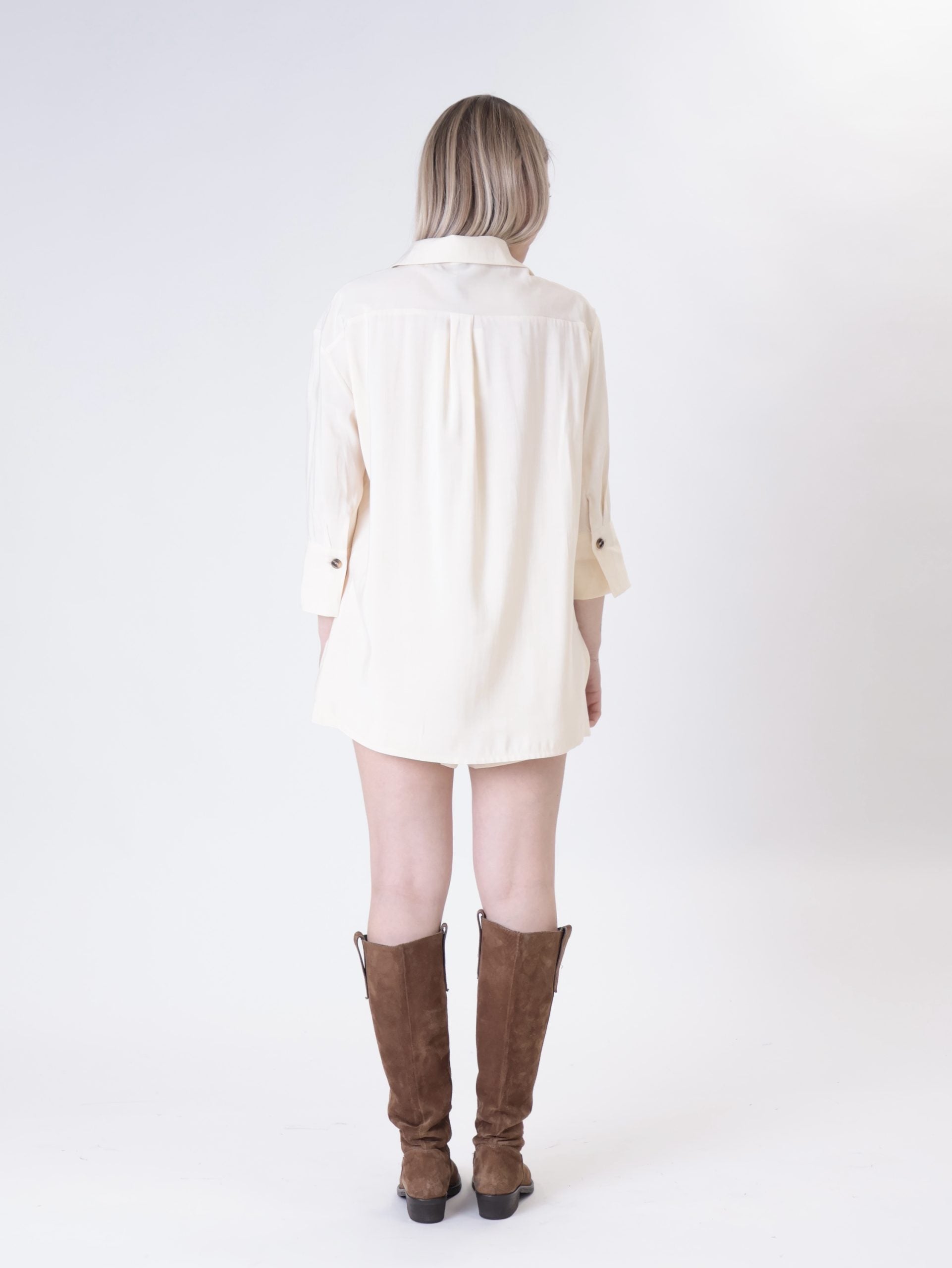 Buttermilk 3/4 sleeve cupro shirt