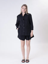 Camicia cupro manica 3/4 nero