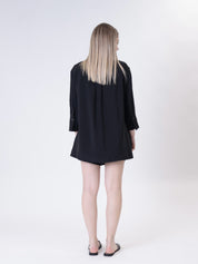 Camicia cupro manica 3/4 nero