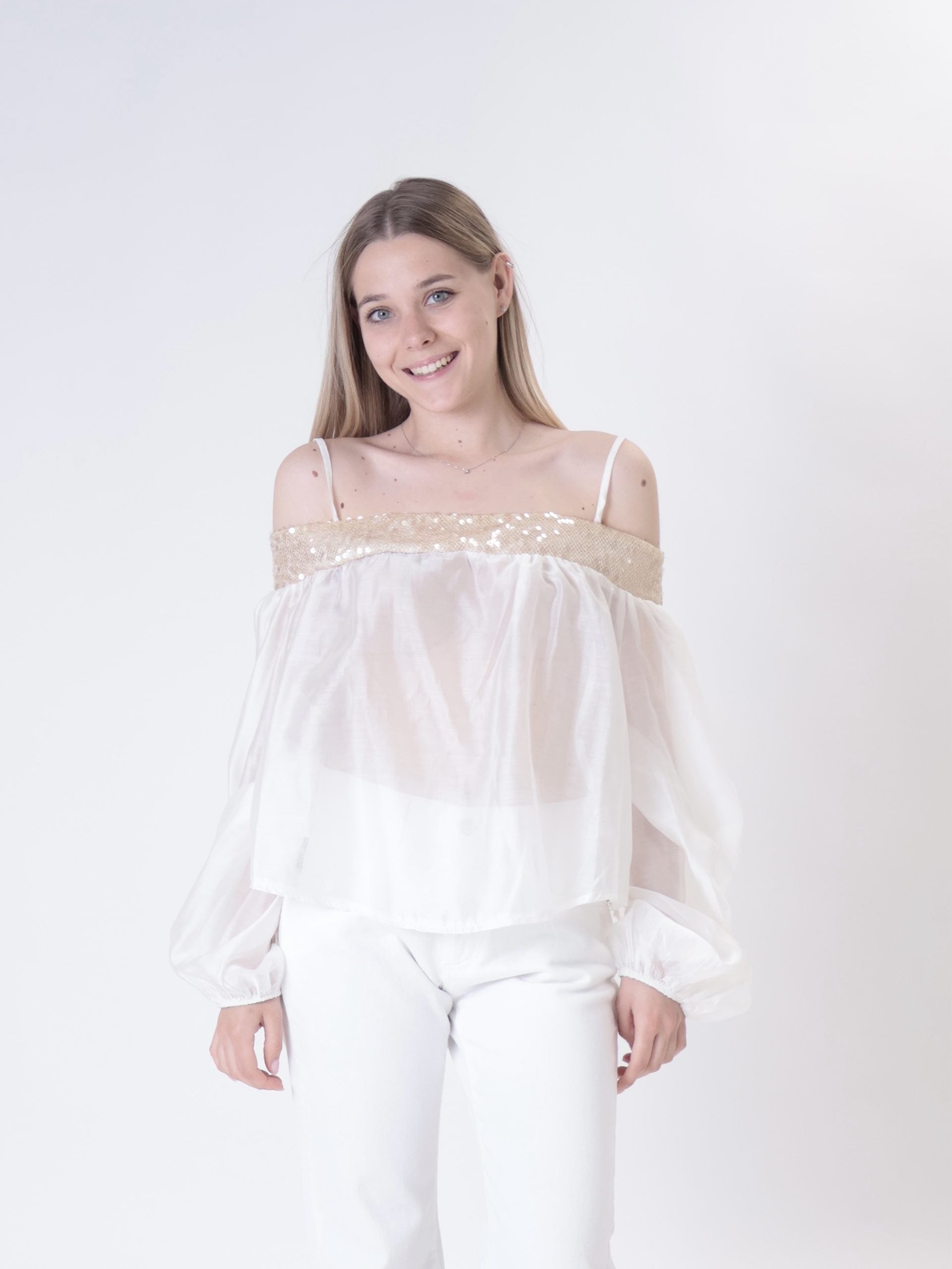 Camicia shiffer paillettes burro