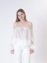 Camicia shiffer paillettes burro