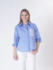 Striped sequin pocket shirt