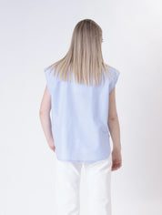 Camicia smanicata tasca rigata pailettes