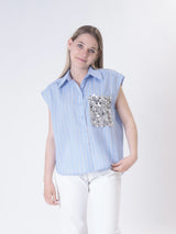 Camicia smanicata paillettes gessata