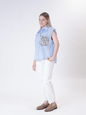 Camicia smanicata paillettes gessata