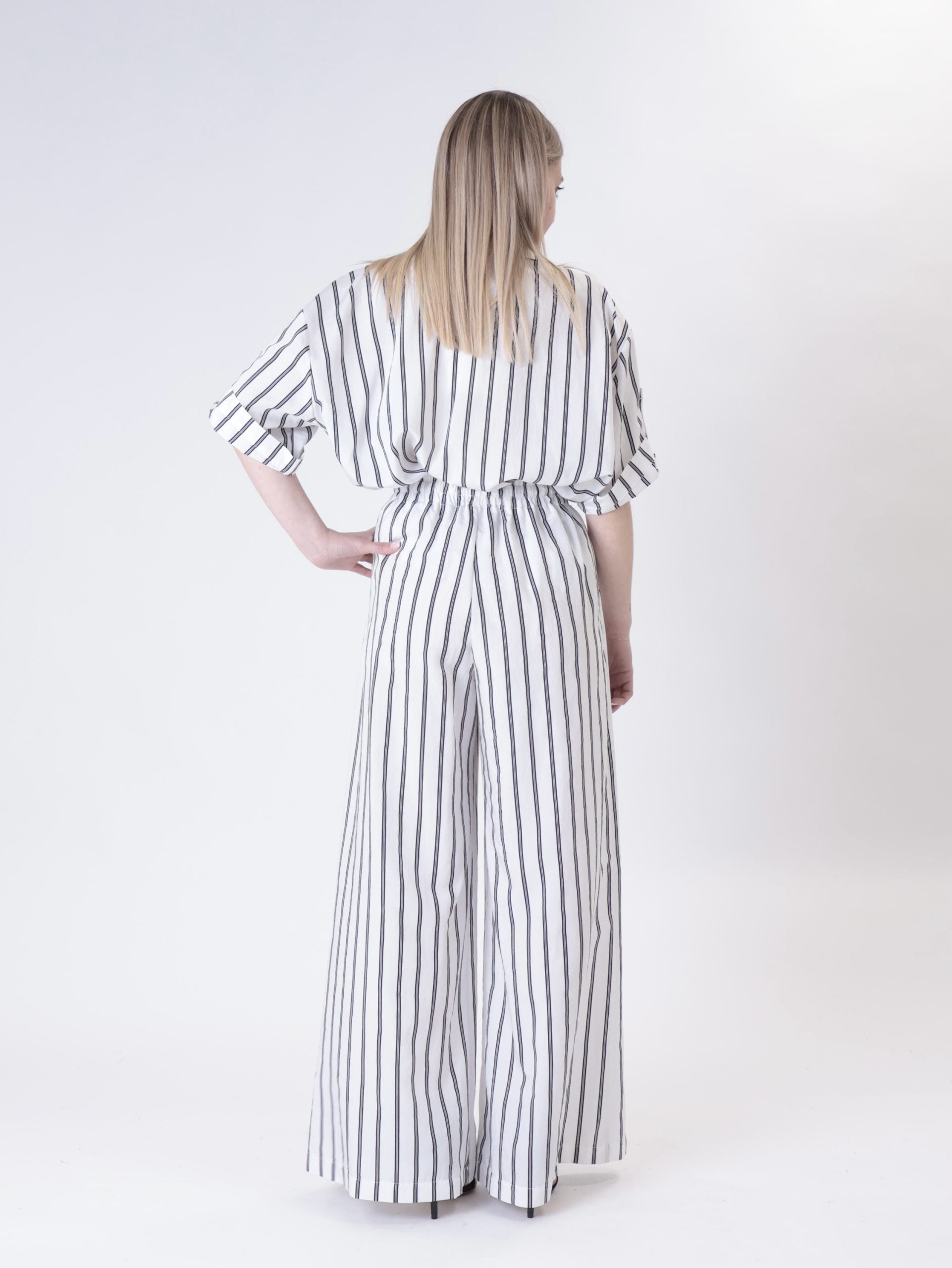 Black stripe palazzo trousers