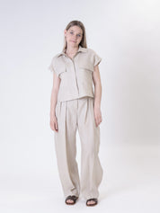 Domi Sleeveless Shirt 100% Linen Beige