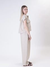 Pantalone Domi 100% lino beige