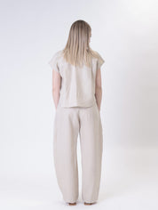 Pantalone Domi 100% lino beige