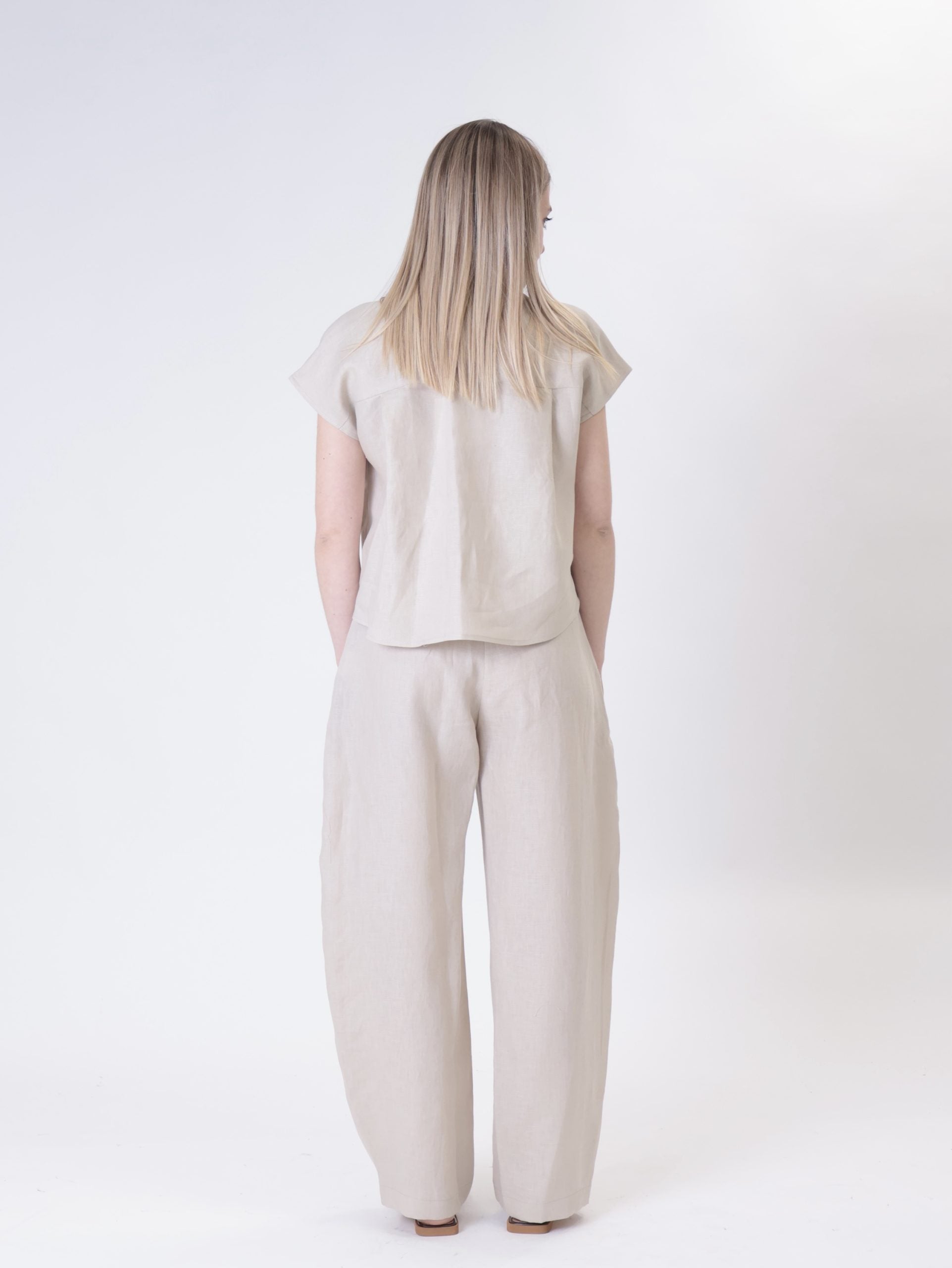 Domi Sleeveless Shirt 100% Linen Beige