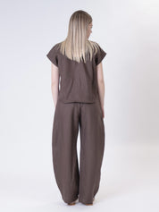 Domi Sleeveless Shirt 100% Dark Brown Linen