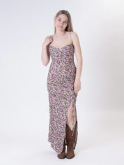 Abito fiori spalline  moro