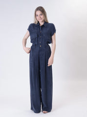 Cupro trousers in blue