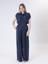 Cupro trousers in blue