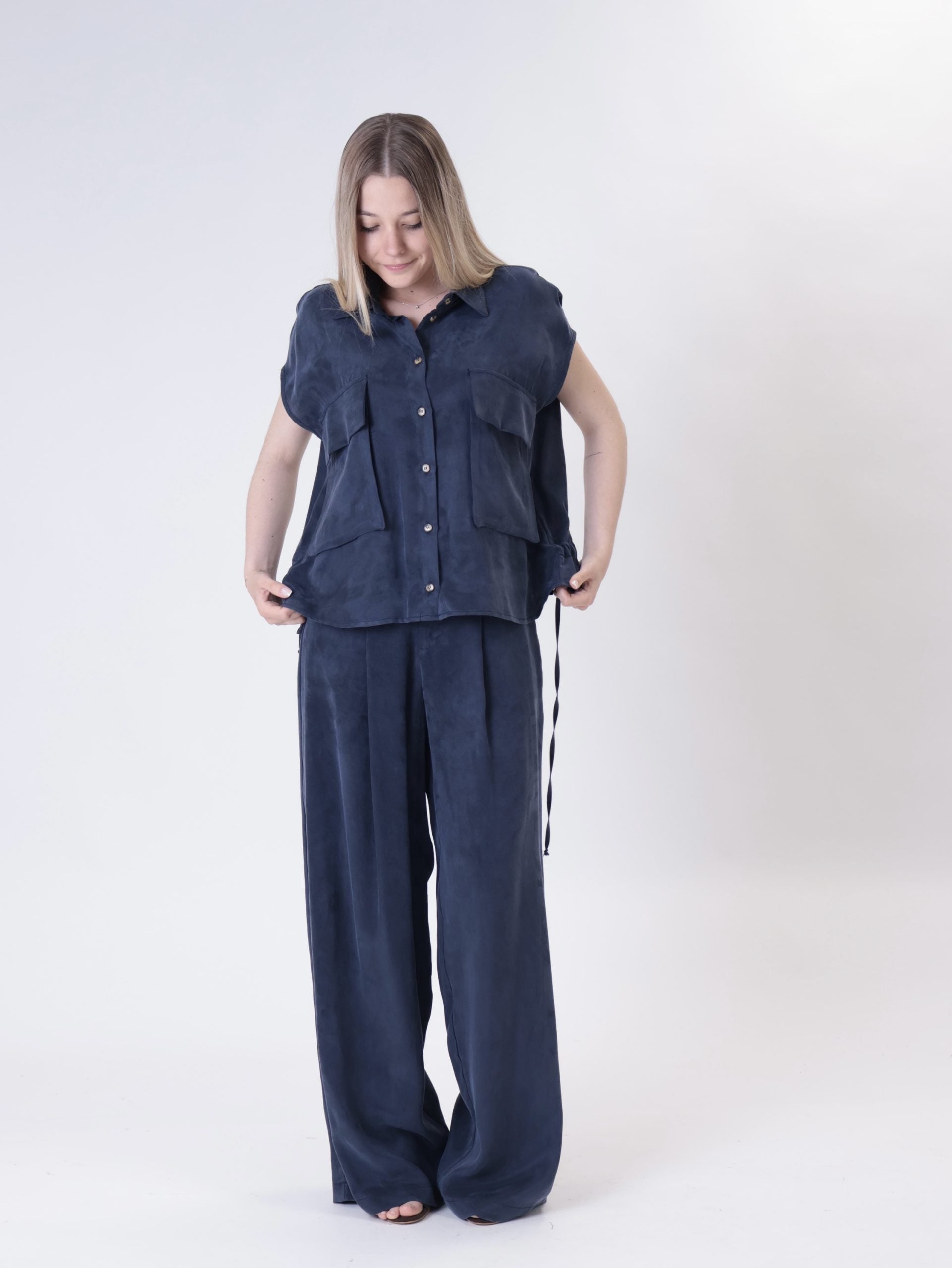 Gilet cupro blu