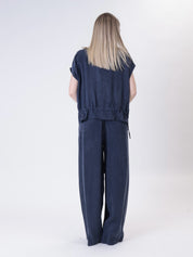 Gilet cupro blu