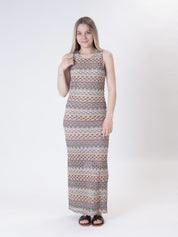 Abito traforato multicolor zig zag