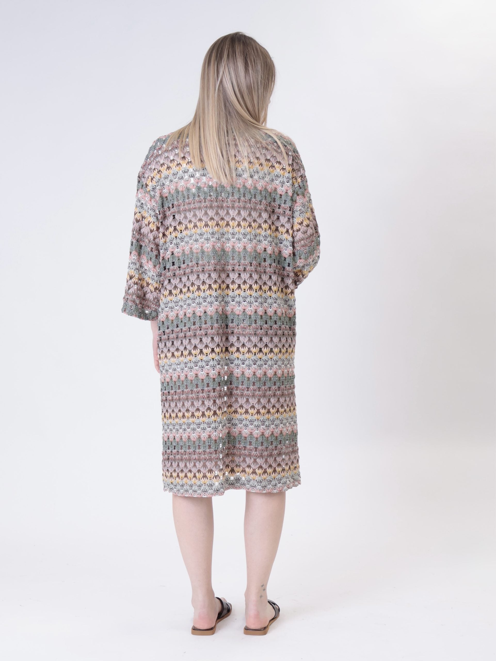 Cardigan traforato multicolor zig zag