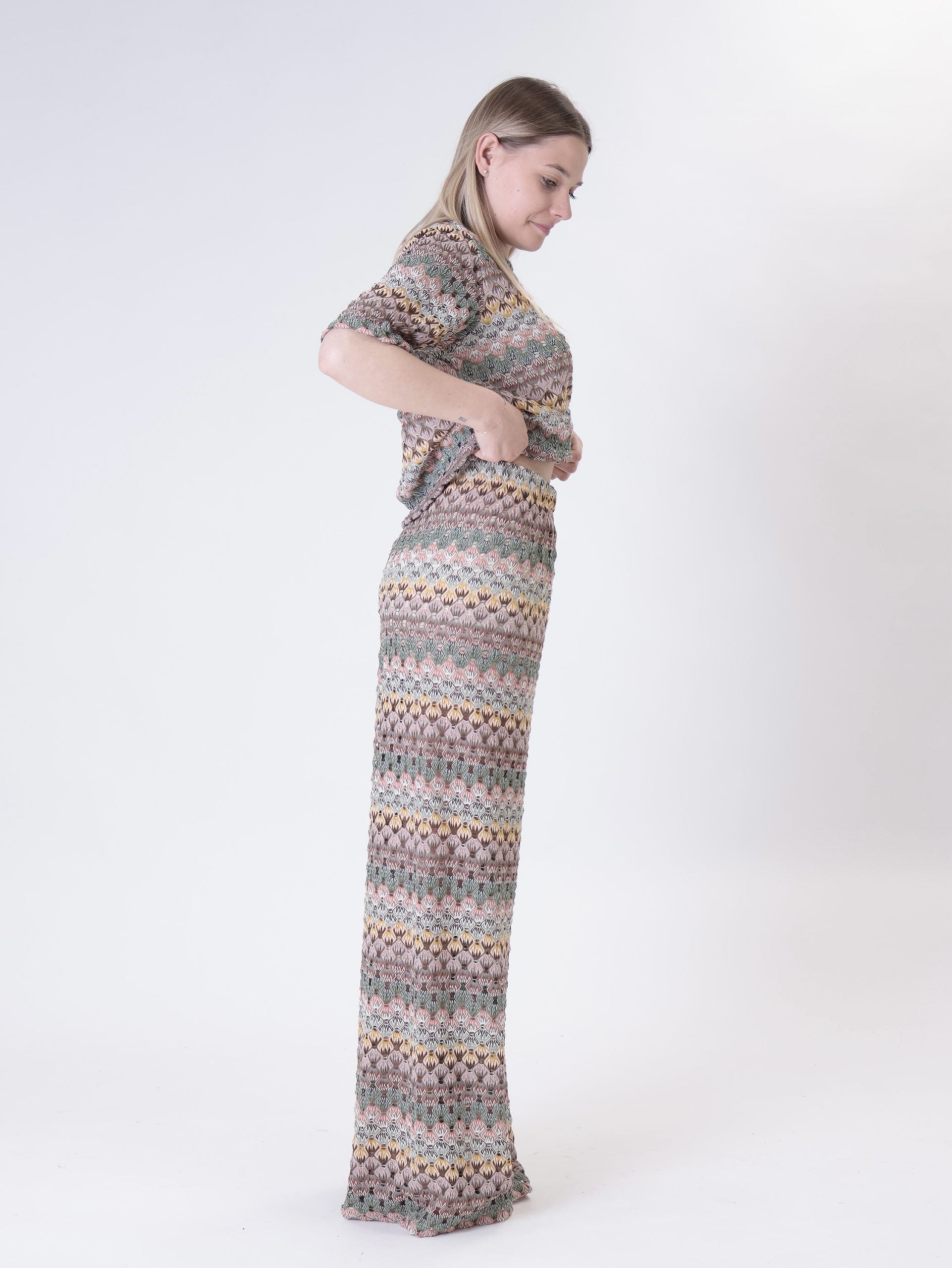 Pantalone traforato multicolor zig zag