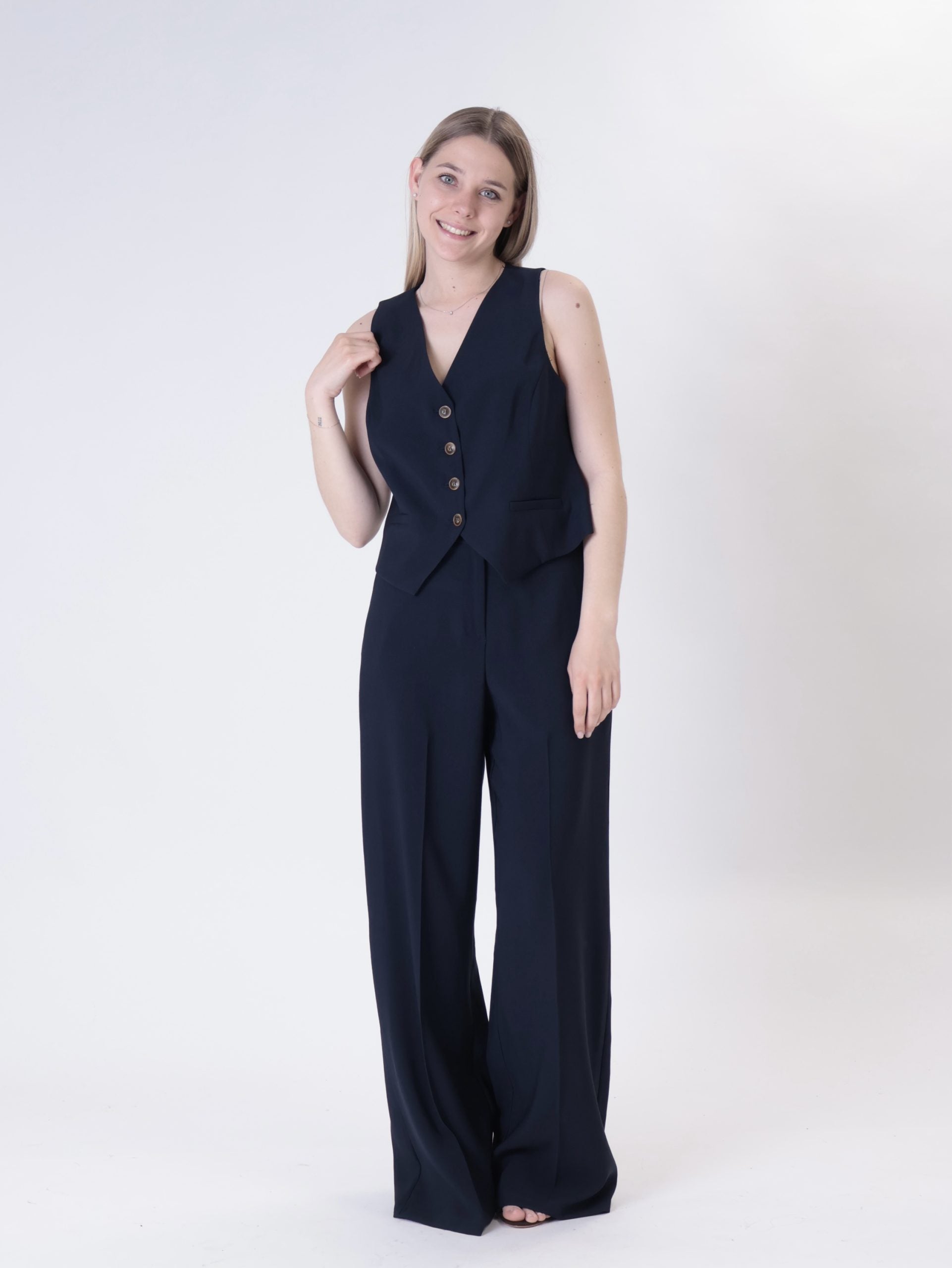 Vest + blue pants set
