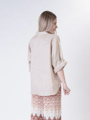 Camicia 100% lino sabbia tasca onde