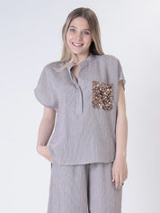 Pinstripe shirt dark brown/white