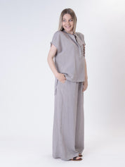 Pinstripe shirt dark brown/white