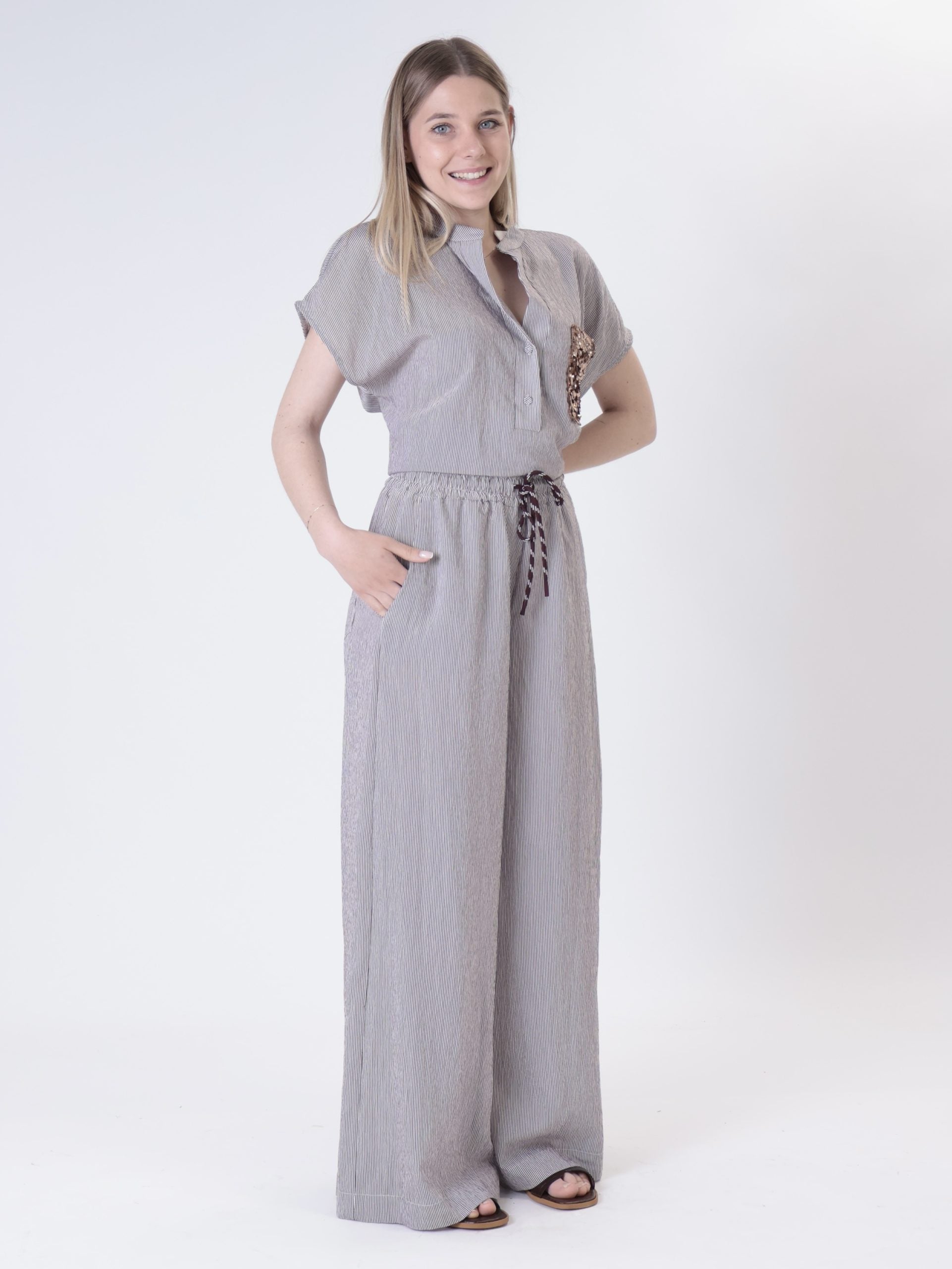 Pantalone mille righe moro/bianco