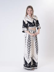 Blusa crop fantasia burro/nero
