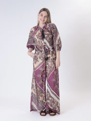 Wine print trousers