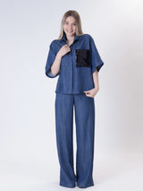 Camicia silvia tasca paillettes nera