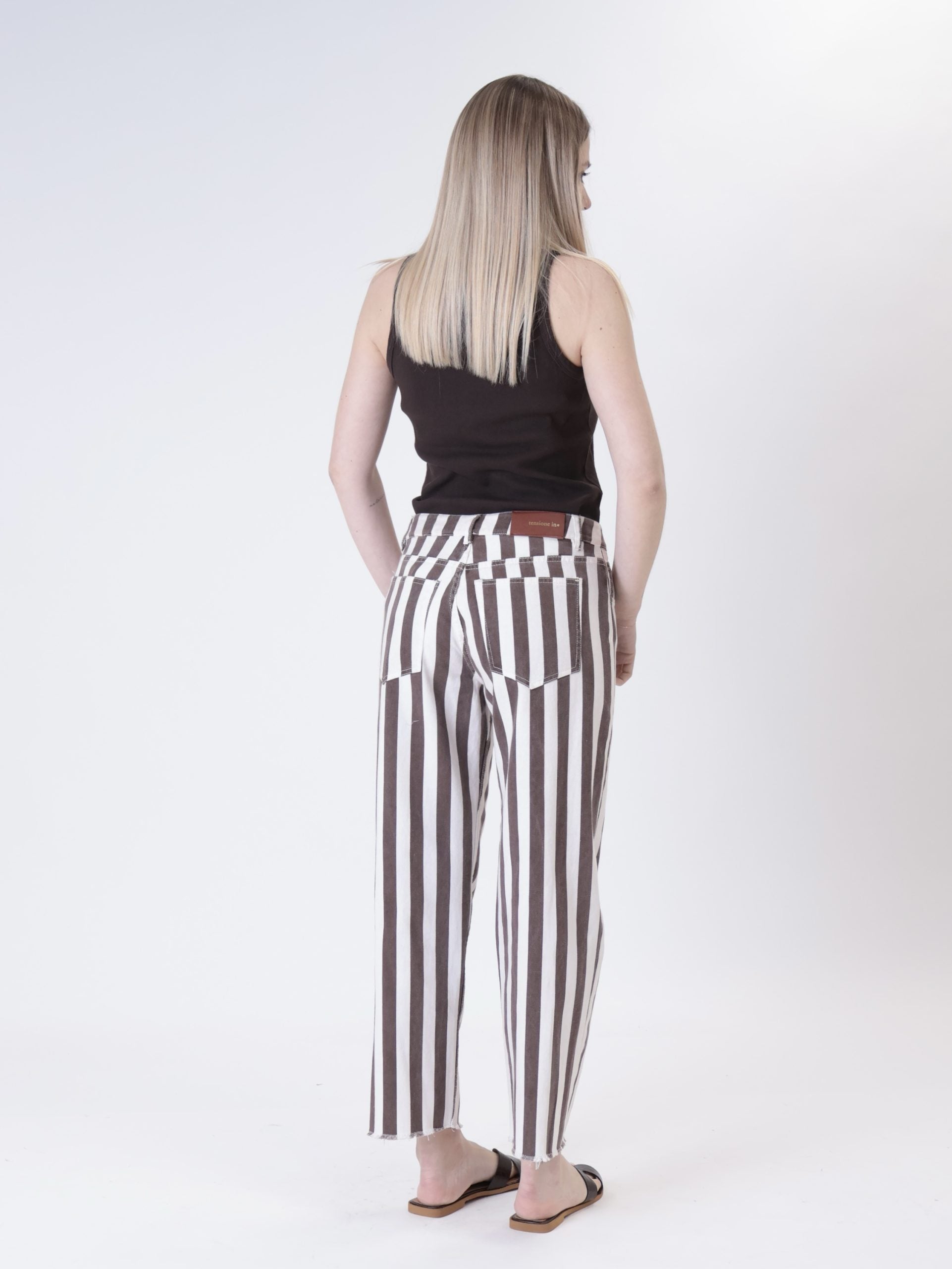 Brown/cream striped jeans