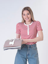 T-shirt serafino righe (colori all'interno)