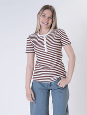 T-shirt serafino righe (colori all'interno)