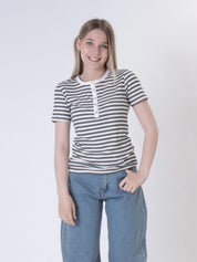 T-shirt serafino righe (colori all'interno)