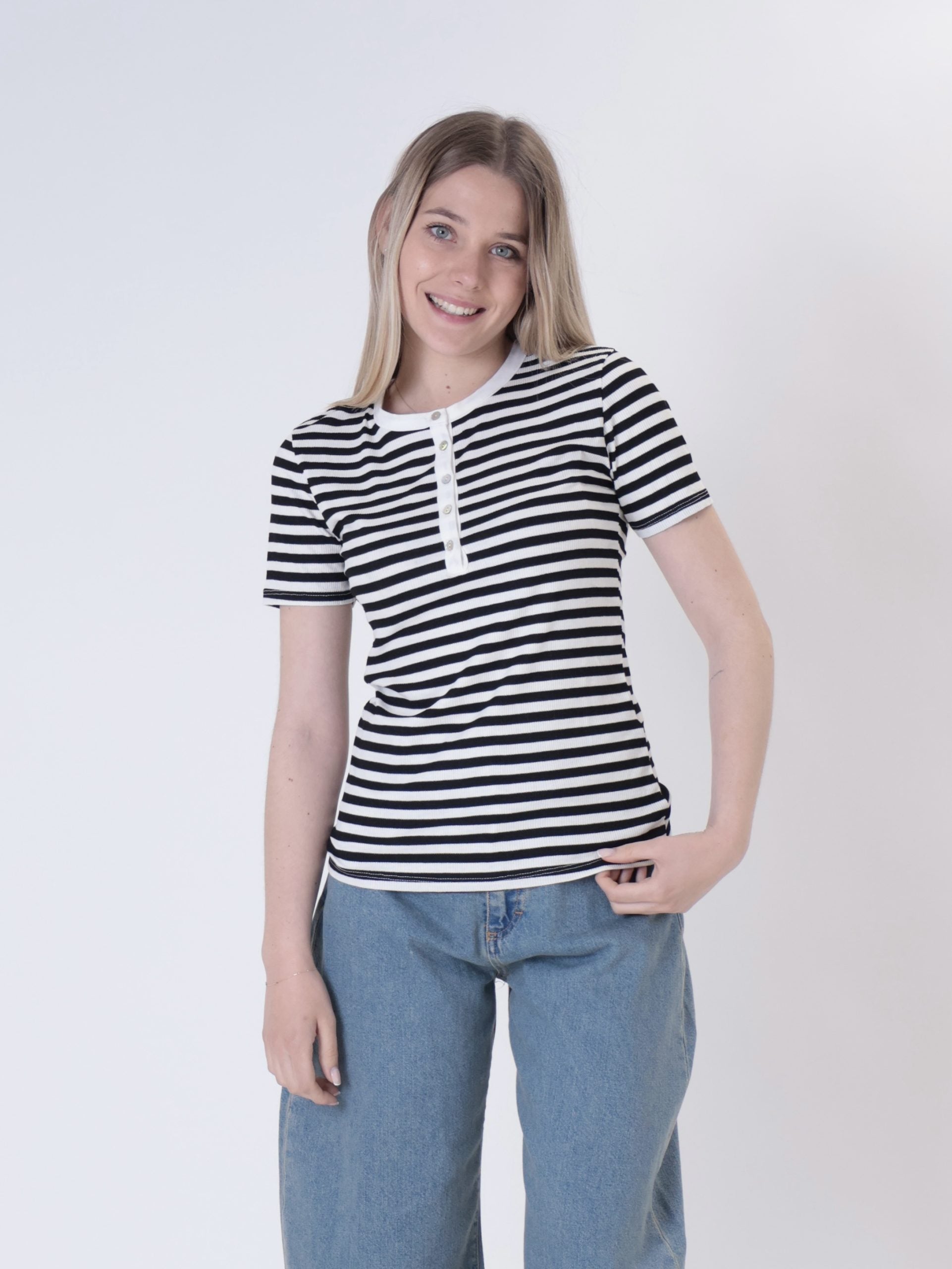 T-shirt serafino righe (colori all'interno)