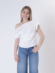 T-shirt assimmetrica bianco