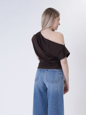 T-shirt assimmetrica cioccolato